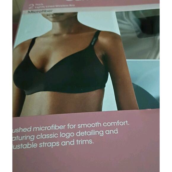 NIOB Calvin Klein 2-Pack Lightly Lined Wirefree Bra Black & Honey Size S - Picture 1 of 1